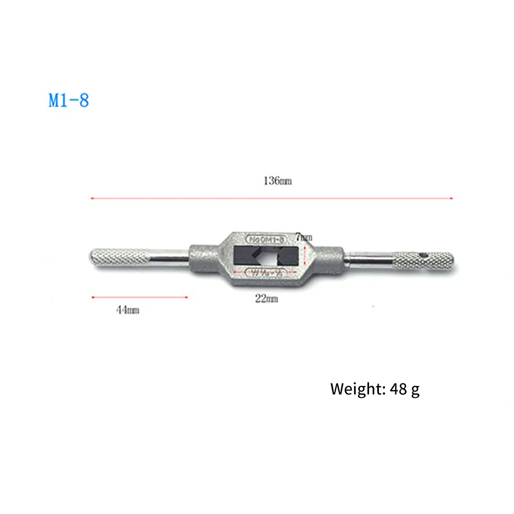 Hand Tap & Die High-Speed Steel Tap M1-8 Thread Metric Handle Tapping Reamer Tool Hinge Straight Wrench Tap Wrench Tapping Tools