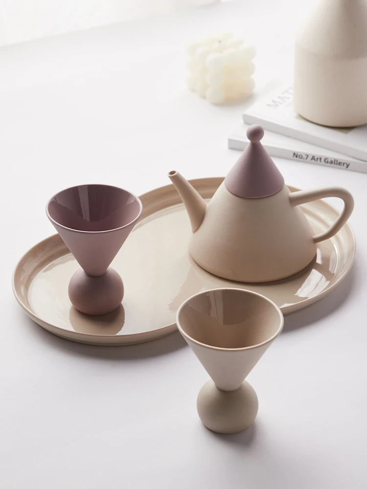 tea set ceramic underglaze color new Chinese style irregularshape light luxury high-end household pot tabletop ornament gift box