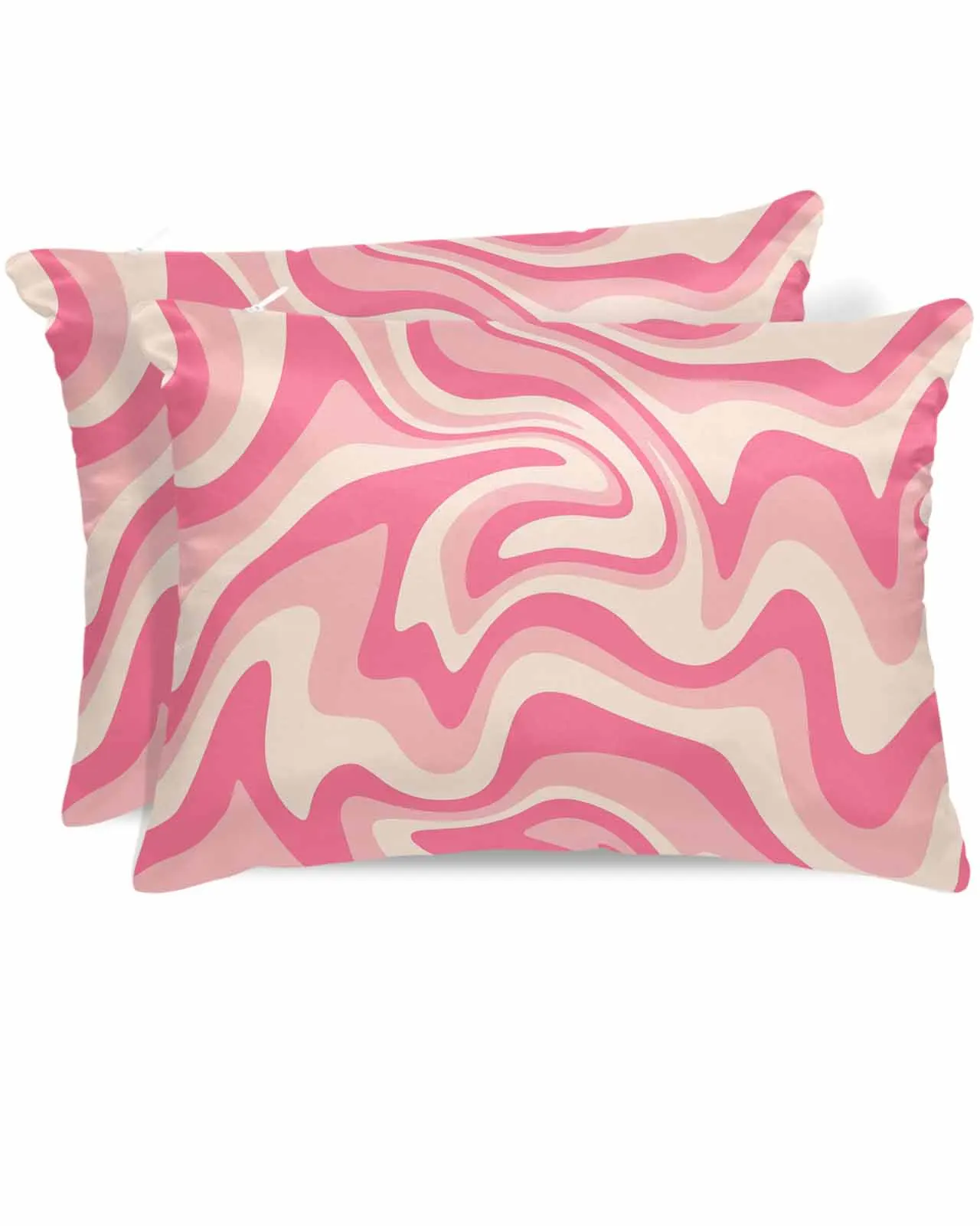 Pink Fluid Art Abstract Texture Bed Satin Pillowcase 2pcs Sofa Pillow Cover Case Bedroom Satin Cushion Covers Home Decor