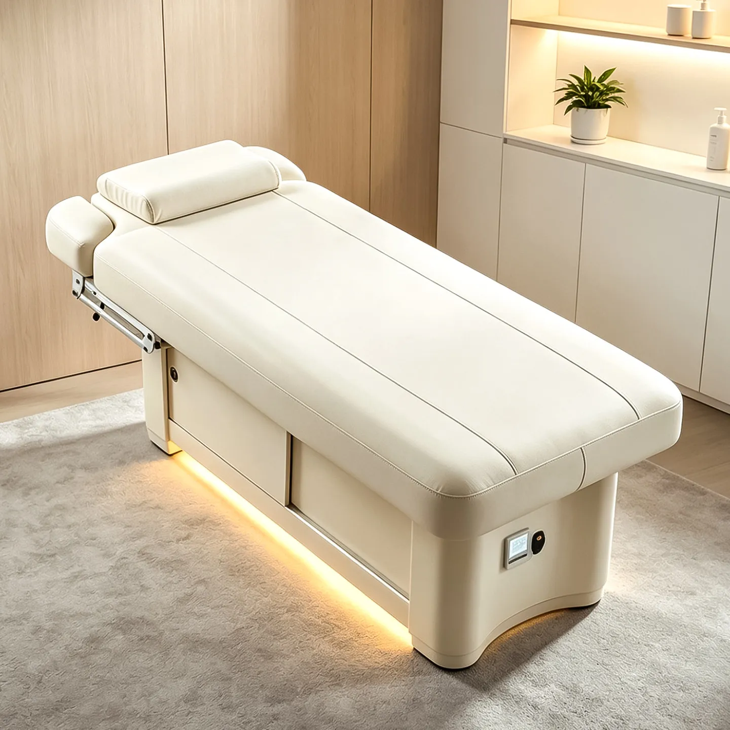 Electric Modern Foldable 4 Motor Heating Massage Table Solid Wood High-Density Sponge Spa Physiotherapy Salon Bedroom School