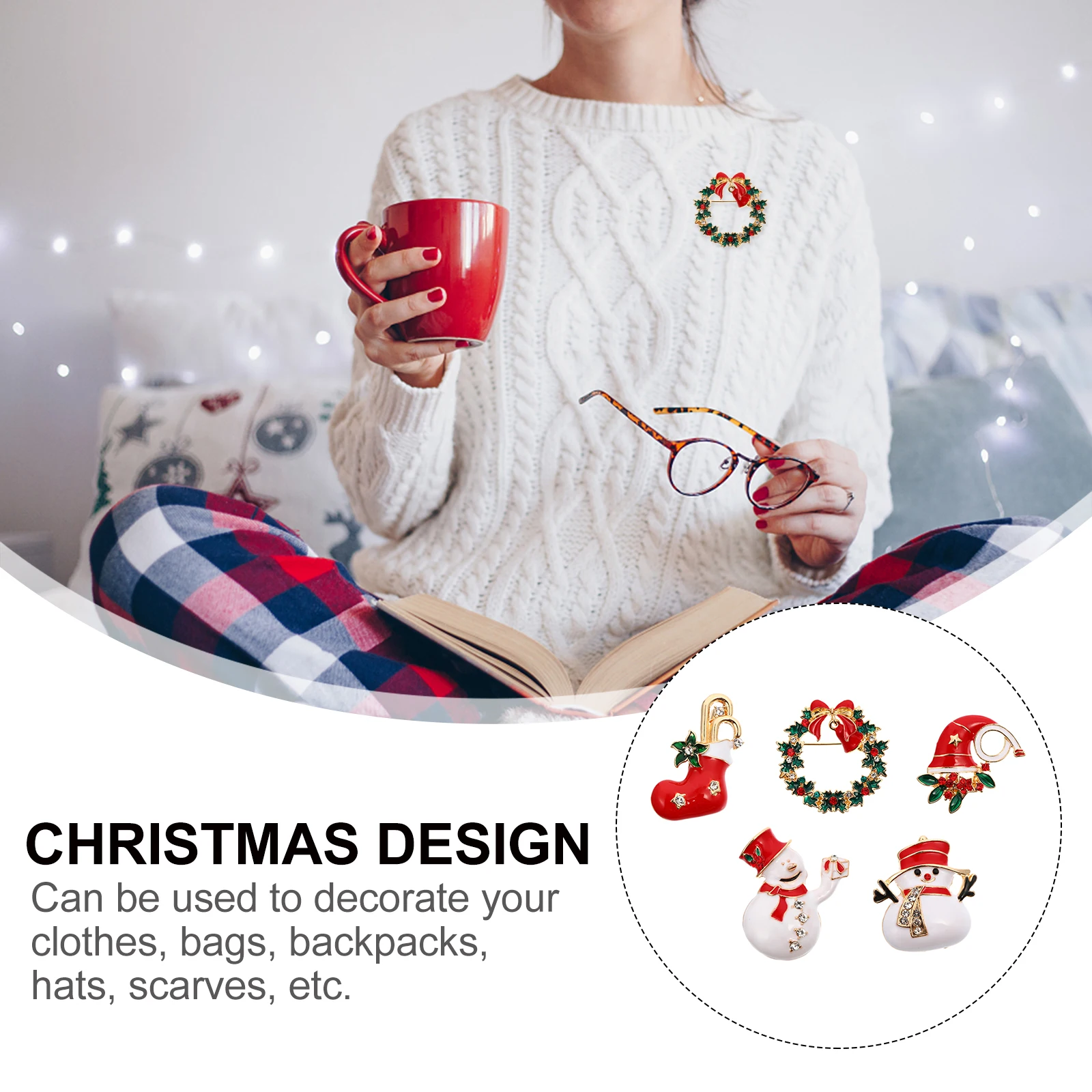 

5Pcs Christmas Brooch Clothes Accessories Alloy Decorative Pins Christmas Party Supplies Lovely Snowman Boots Style