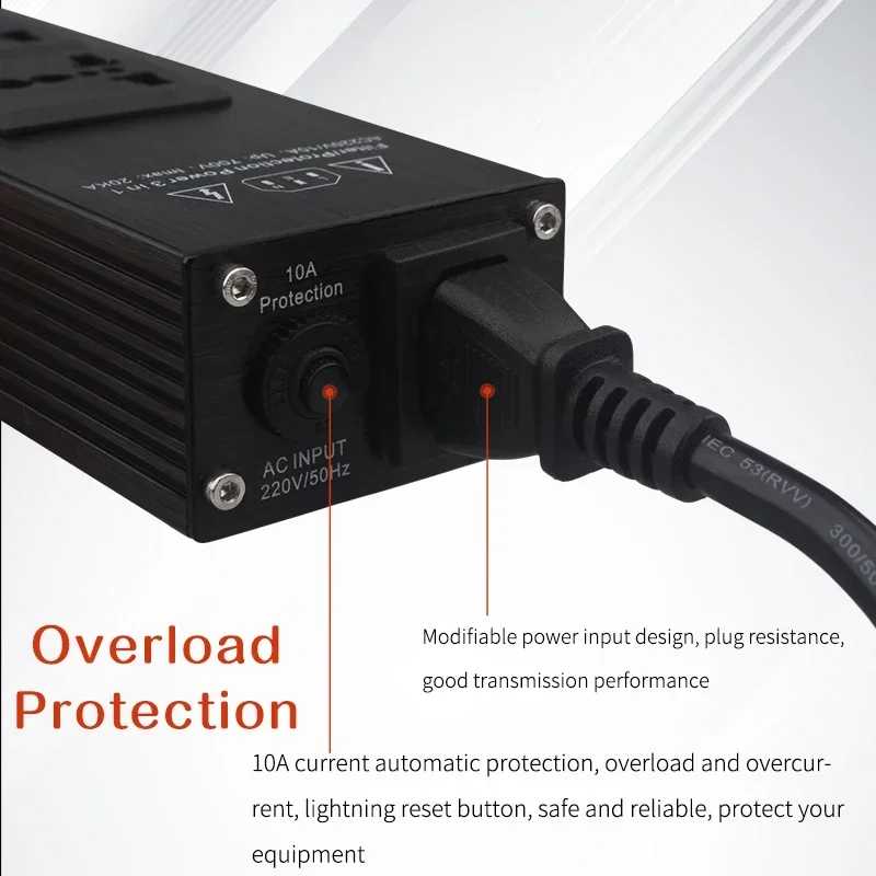 Hi-end HiFi Audio Power Filter Blitzschutz Aluminium Legierung US Stecker + Universal AC Steckdose Purifier Outlet