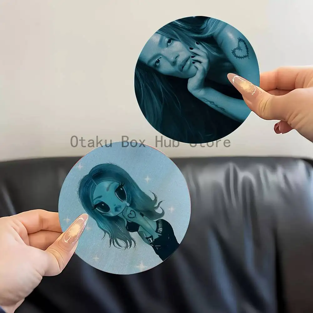 Singer K-Karol G Dibujos Wood Coaster Set - Heat Resistant For Tea & Coffee, Home Cafe Decor Holiday Gift