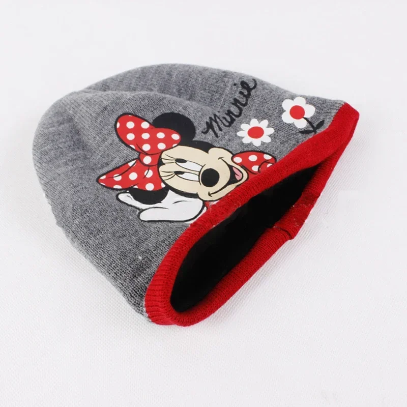 Disney Kids Minnie Cotton Caps Gloves 2 Pcs/Set Cartoon Figures Kawaii Beanie Knitted Elastic Hat Winter Warm Girl Birthday Gift