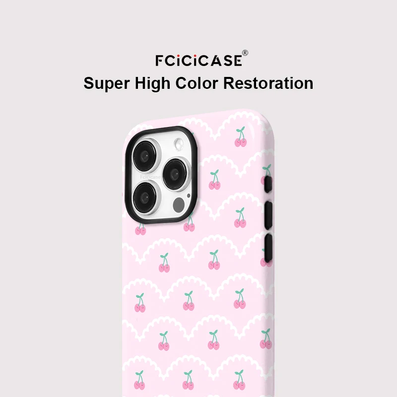 Luxury 2 in 1 Magnetic Case For iPhone 16 15 14 13 12 Pro Max 11 For Magsafe Wireless Charging Cherry Stripe Pattern Cover