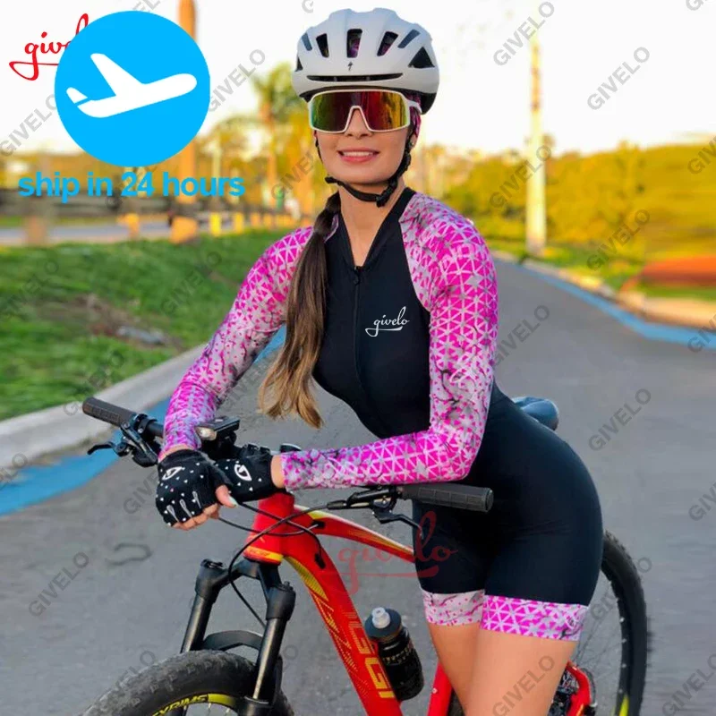 

GIVELO New Women feminino jumpsuit Long Sleeve Cycling Jersey Quick Dry Female Tops Bike Clothes Uniform Sportswear Shirt