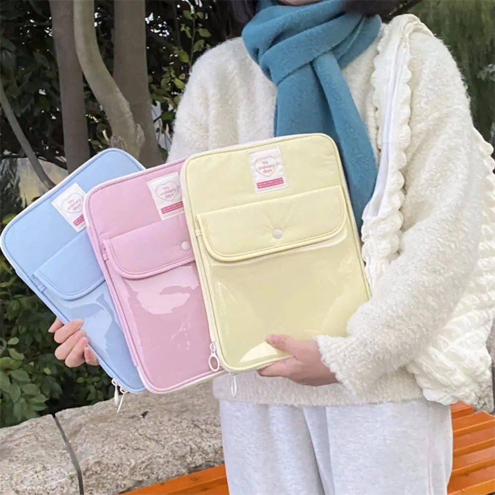 Durable 11 13 14 Inch Tablet Sleeve Bag Waterproof Candy Color Notebook Pouch Portable Transparent Window Tablet Cover Travel