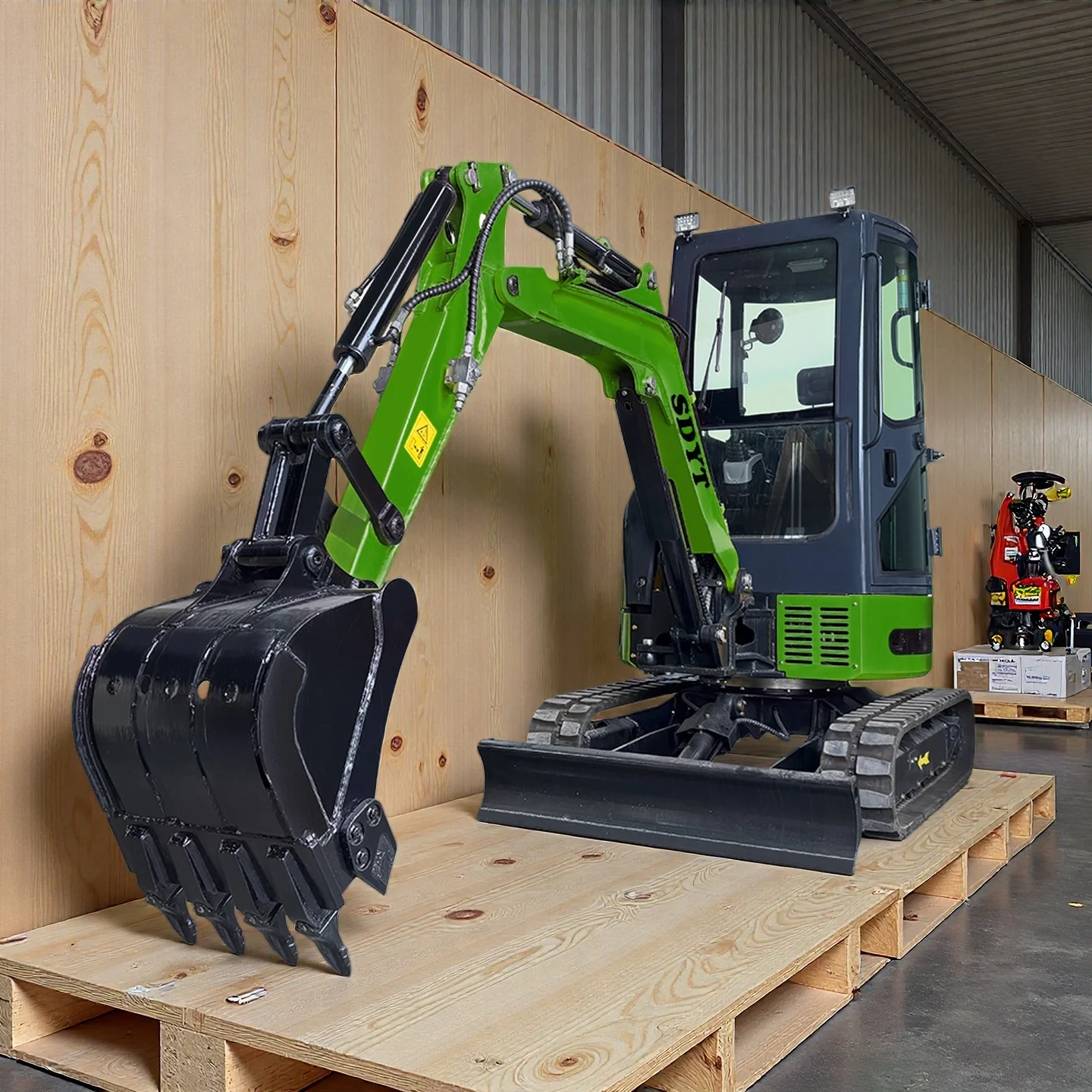 Minibagger 1,2 Tonnen maßgeschneiderte Klimaanlage Heizband Cab Crawler mit Hilfszubehör Schnelle Lieferung