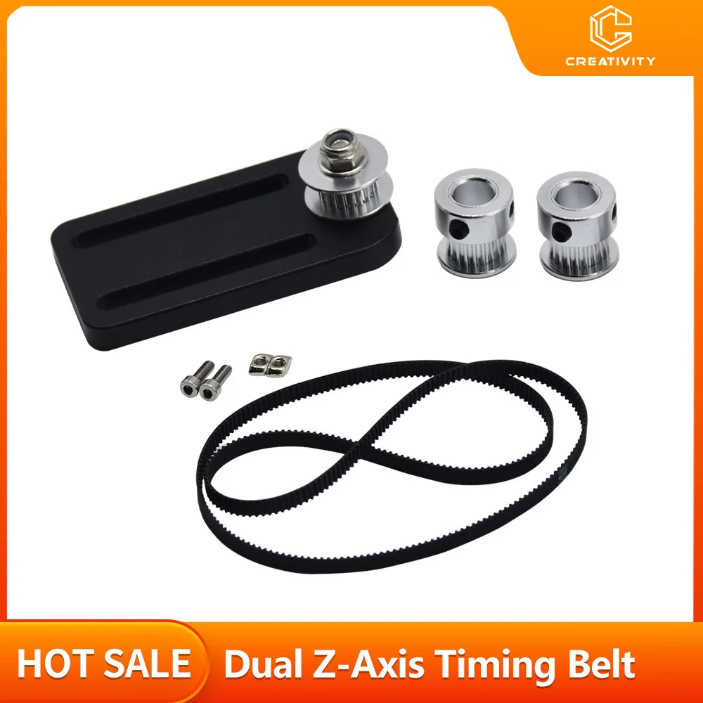 Dual Z Axis Lead Screw Aluminum Kit Timing belt width 6mm Gear 20 teeth for CR10 Ender3 3D Printer Part 622mm 752mm Belt