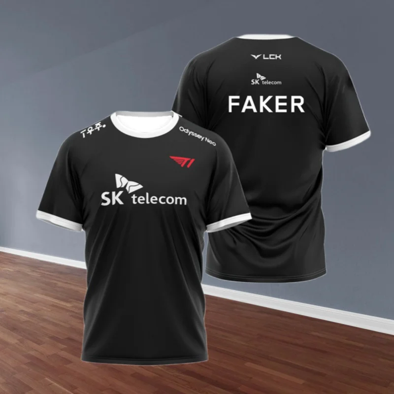 2023 League Of Legends World Finals SKT T1 T Shirt LOL Games Esports Team Uniform T-shirt MSI Faker Zeus Fan Support Boys Jersey