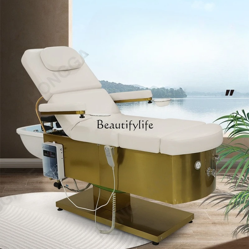 03.*Light luxury electric lift beauty salon special head treatment integrated full lying flush bed