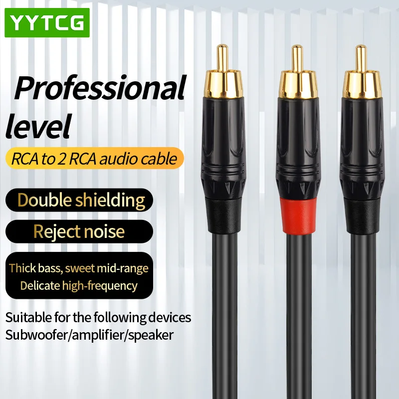 YYTCG HIFI RCA to 2rca Audio Cable 6N OFC Subwoofer Y Cable RCA 1 Male to 2 Male Audio Cable for Speaker,DVD, TV, Amplifier