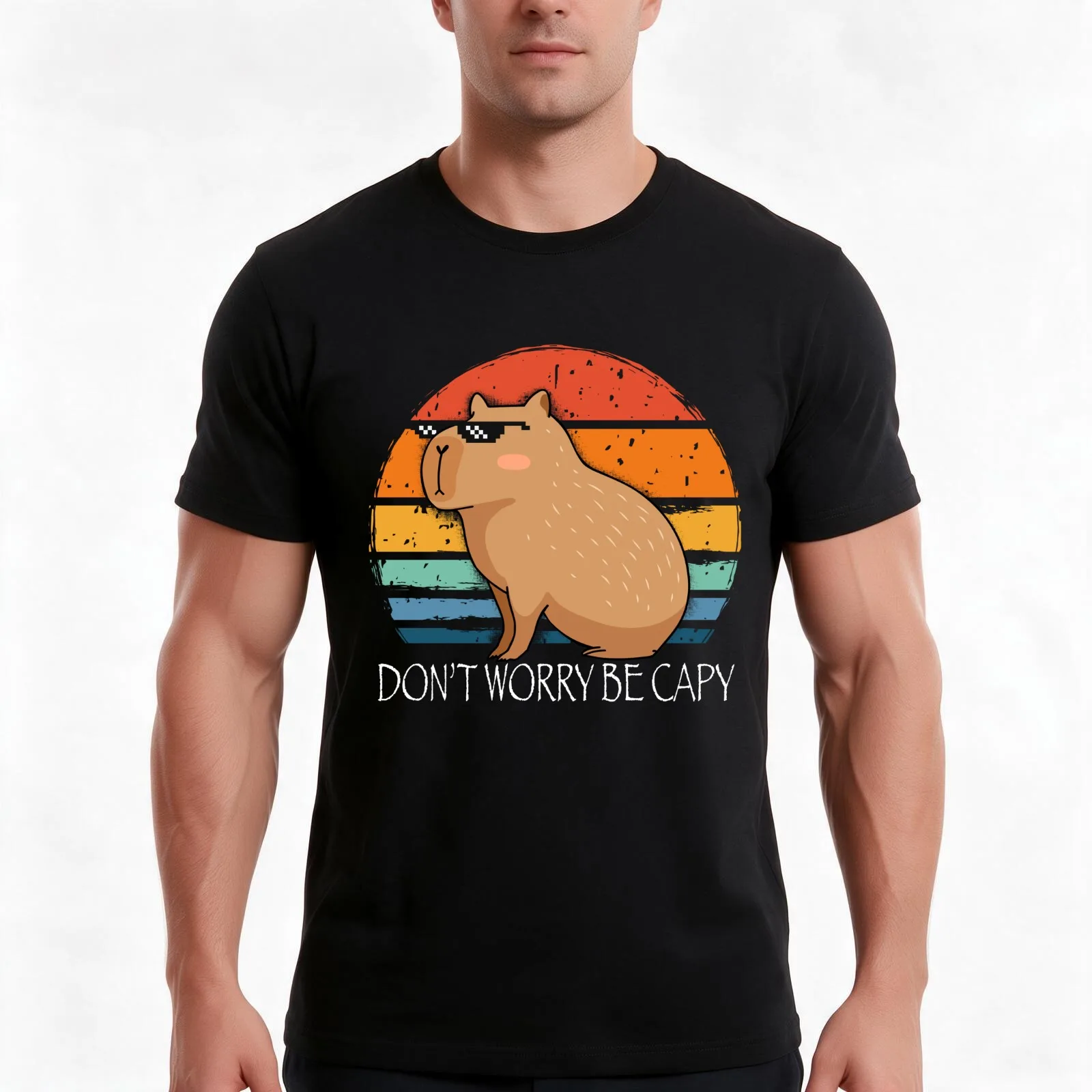 Capybara Dont Worry Be Capy Funny Rodent T-Shirt Summer Casual Cotton Tee Oversized Streetwear Tops Vintage Graphic Print