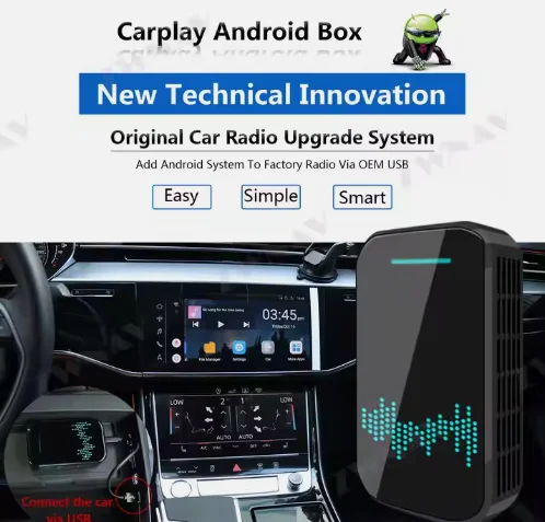 Android 9.0 Wireless Carplay Box for  Auto Radio Upgrade,Keep Original Radio Display Car Screen Stereo Radio Point