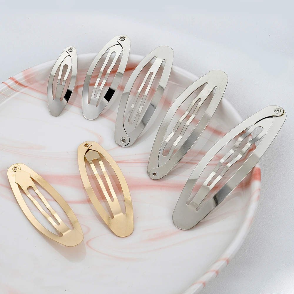 20Pcs Metal Hair Clips 40/50/60/70/80mm Blank Oval Hairpins Base for Jewelry Making DIY Barrette Hairgrip Hairclip Accessories