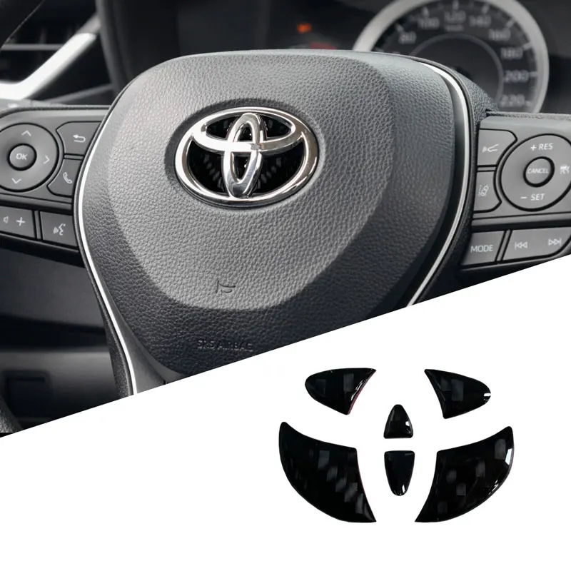 Pegatina decorativa para volante de coche, accesorios interiores de fibra de carbono para Prius Corolla Rav4, Yaris Verso Camry