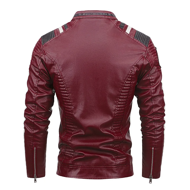 Men\'s Leather Jacket The Spring and Autumn Annals 2024 New Men\'s PU Motorcycle Jacket Plush Leather Jacket for Male Stock