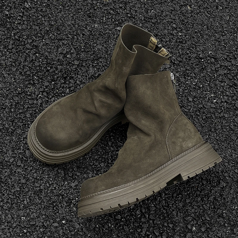 

Мужские ботинки Thi Bot Heightening Briti Sle, мотоциклетная спецодежда, ботинки челси с круглым носком, резиновая подошва