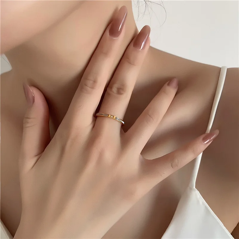 YUN RUO New Arrival Fashion Shell Zirconia Rings Rose Gold Color Fashion Titanium Steel Jewelry Birthday Gift Woman Never Fade