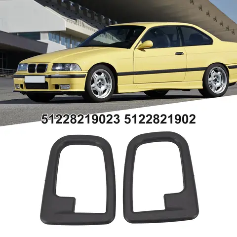 자동차 인테리어 문짝 핸들 커버, 블랙 ABS 부품, BMW 3 시리즈 E36 1992-1999 Z3 1996-2002 #51228219023/ 51228219024 에 적합, 2 개