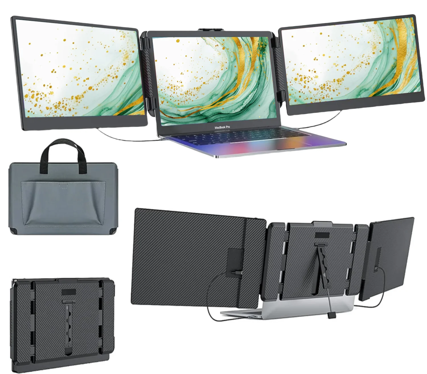 S2 المكونات والتشغيل شاشة الكمبيوتر المحمول المحمولة موسع شاشة ثلاثية 14 بوصة IPS لوحة 1080P HD متوافق مع أجهزة الكمبيوتر المحمولة 13-17.3 بوصة #1