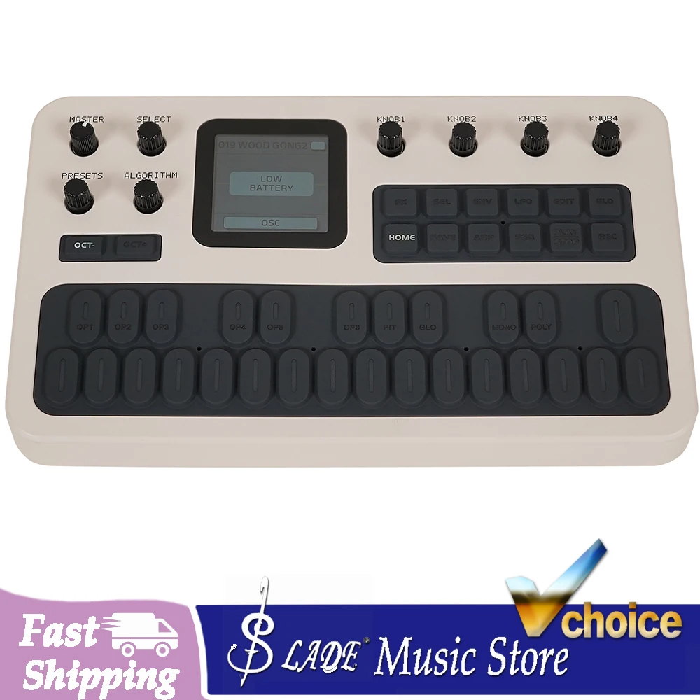 M-Vave Fm-1 Effect Pedal Grey Black Fm1 Bluetooth Synthesizer 12h Battery 6-Operator Speaker 32-Algorithm 128 Preset Built-In