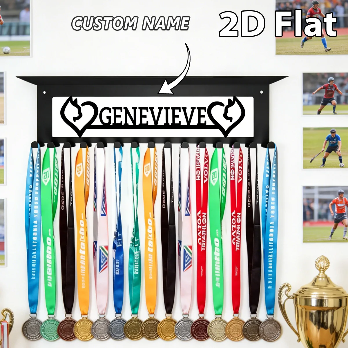 1Pc Custom Linear style cat Metal Medal Holder Rack,Hang Metal Wall Art,Home Decor Sports Award rack storage rack,Birthday Gift