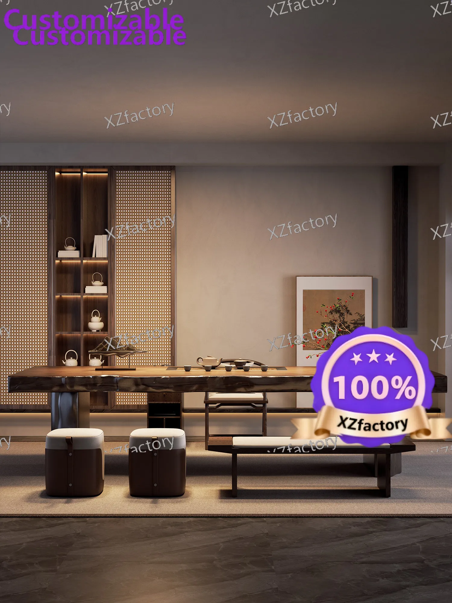 Factory Direct 2026 Top Ratedaesthetic solid wood board tea table living room new Chinese zen tea table 2026 new high-end tea ta