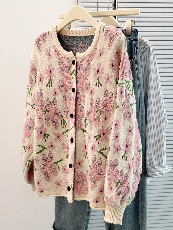 Thiened 캐주얼 니트웨어 아우터웨어 라운드 넥 다용도 대형 사이즈 루즈핏 가을 겨울 신상 여성 패션 스웨터...