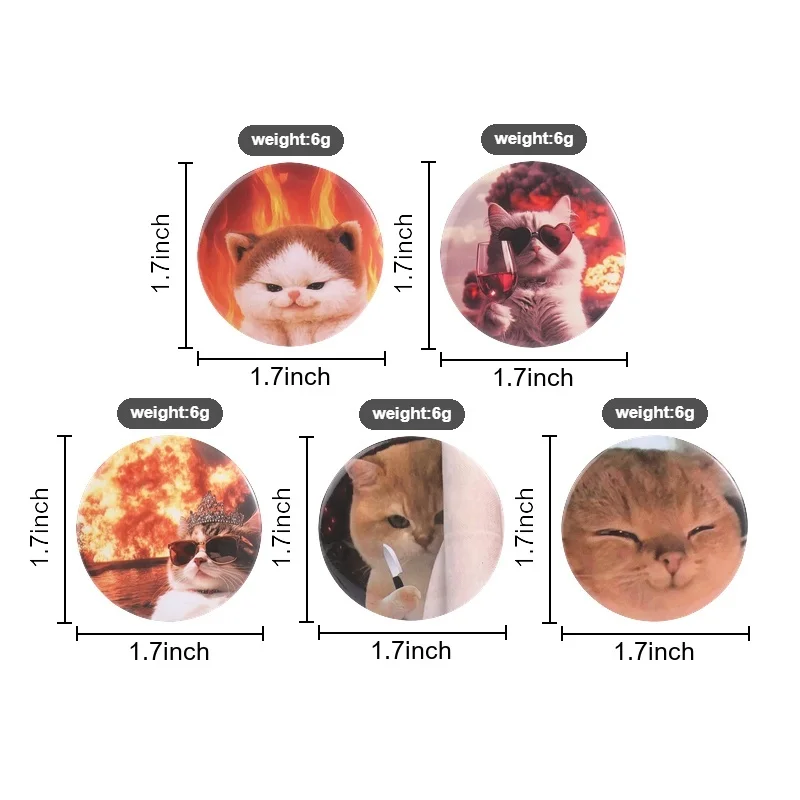 Funny Meme Cat Button Pins Cool Explosion Background Kitten Badge Cute Animal Tinplate Brooch Sassy Accessories