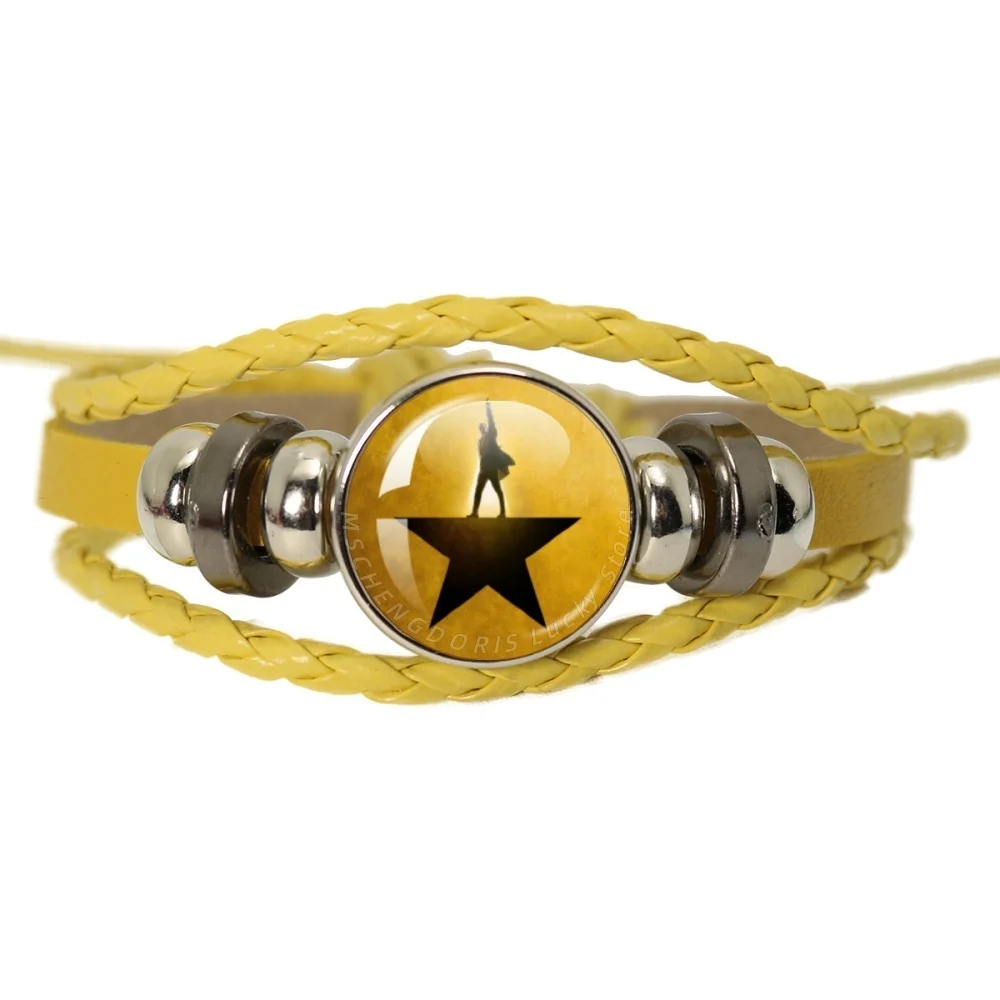 American Musical H-Hamilton 18MM Glass Cabochon Multilayer Braided Bracelet Anime Cosplay Jewelry Fans Birthday Gift MS042
