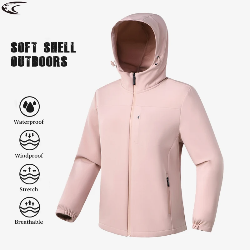 LNGXO cortavientos impermeable para mujer, chaquetas térmicas de concha suave a prueba de viento, senderismo al aire libre, Camping, escalada, senderismo, capa de lluvia