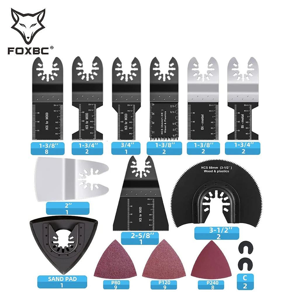 FOXBC Universal Oscillating Tool Blades for Wood Plastics Metal fits Dremel, Dewalt, Craftsman 50PCS