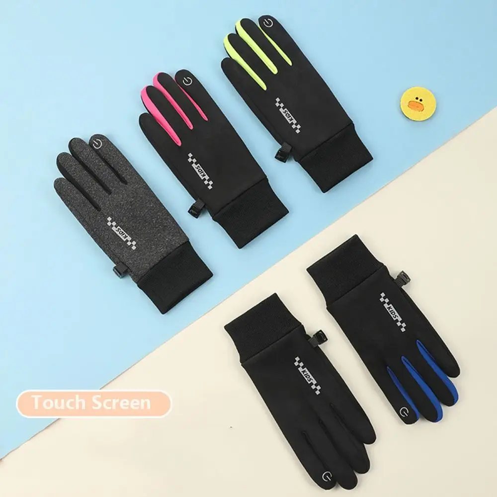 Non-slip Winter Children Bicycle Riding Gloves Touch Screen Full-finger Kids Warm Gloves Reflect Non-Slip