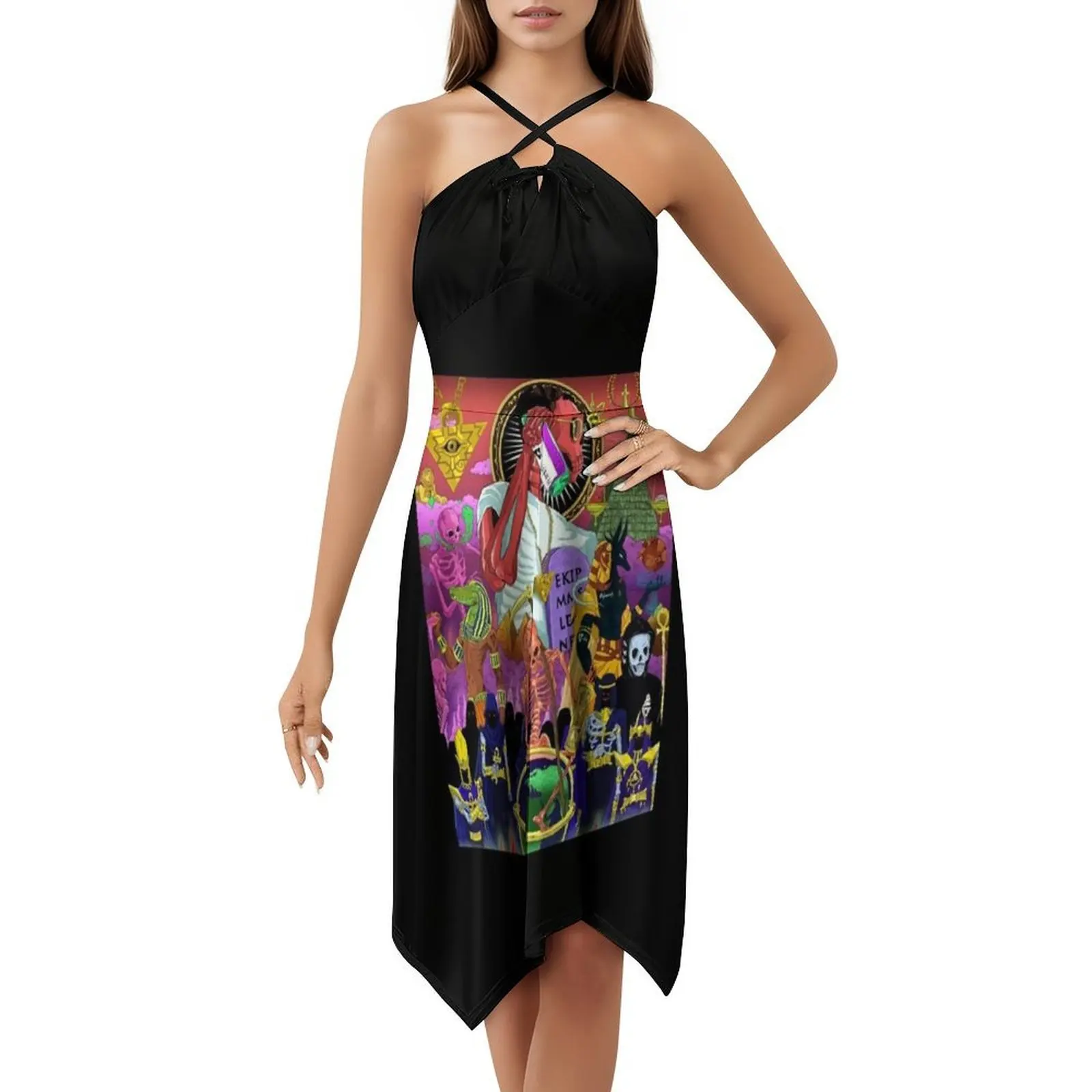 667 Ekip فستان سموك الأزهار للنساء الربيع الصيف فستان كاجوال للحزب 667 تجميد Corleone Ekip 667 Ekip الراب فستان سهرة #5