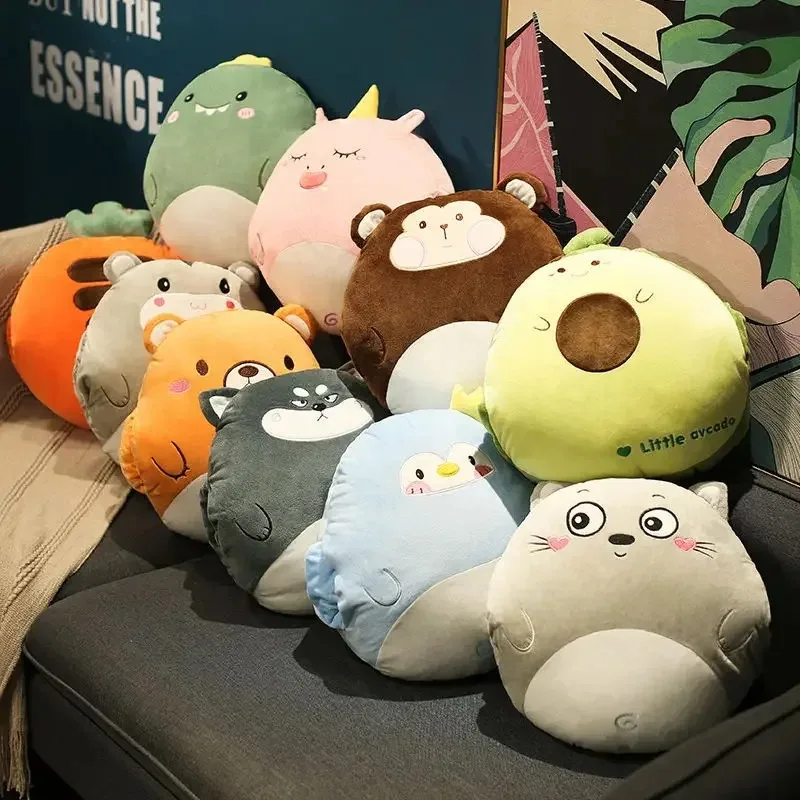 Niedliche Kissendecke, 3-in-1, gefüllte Handwärmer-Tasche, Cartoon-Tier-Kissen, Decke, Zuhause, Auto, Reisekissen für Kinder, Mädchen, Geschenk