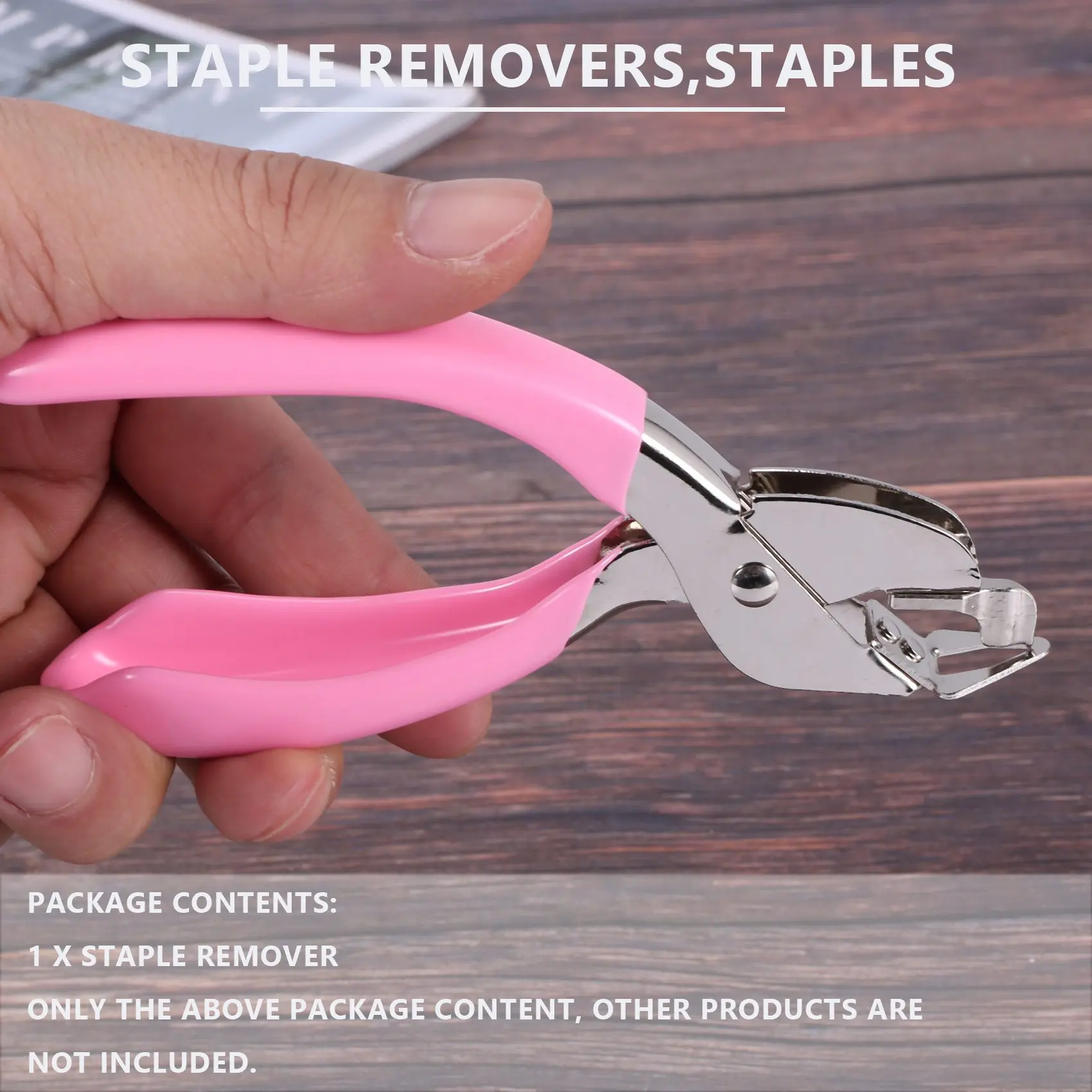 Handheld Staple Remover Lifter Opener Spring-loaded Staple Puller for Office School Home Use (Pink)