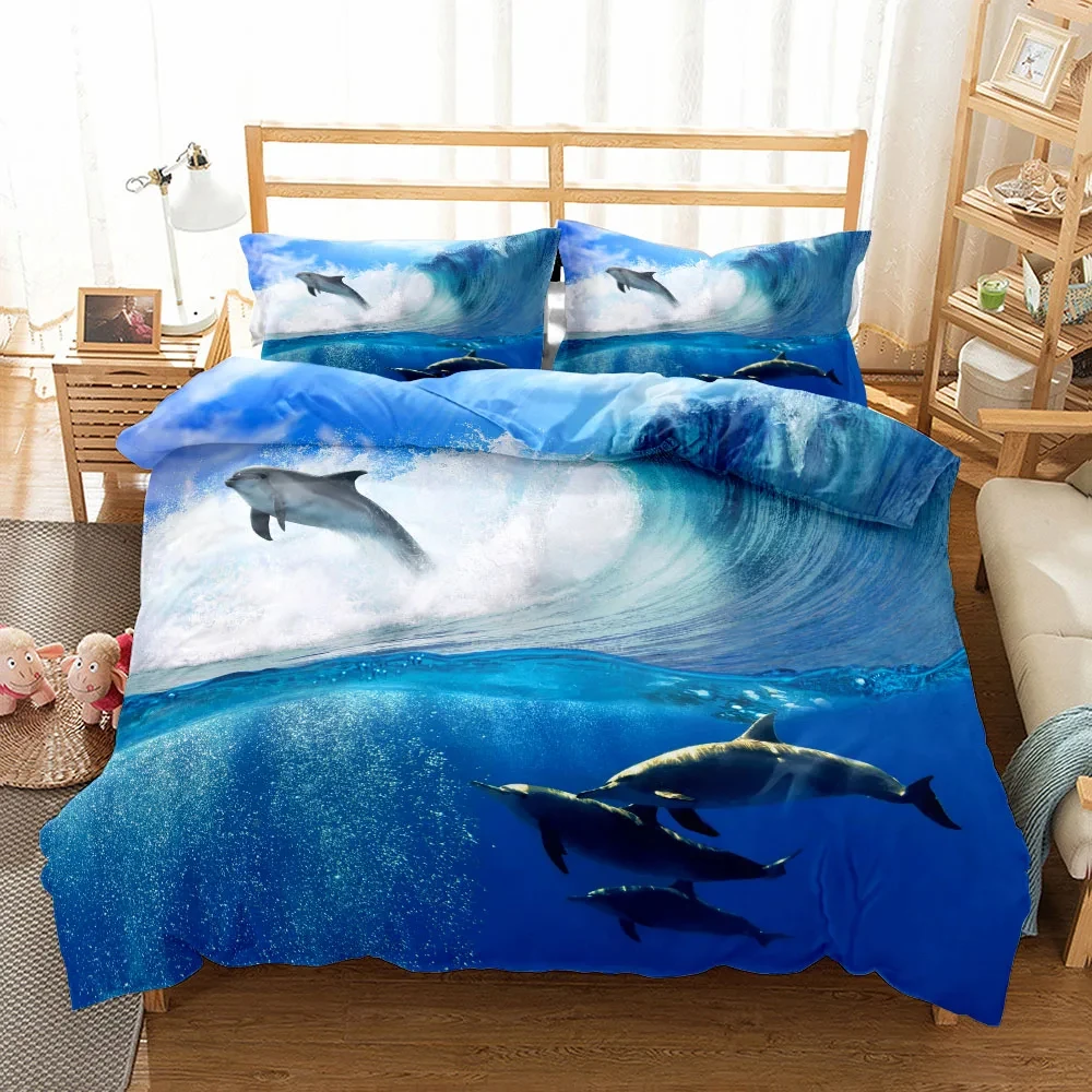 

Sunset Gaming Dolphins 3d Bedding Set Single Twin Double Queen King Cal King Size Bed Linen Set Quilt Cover for Adults Kids