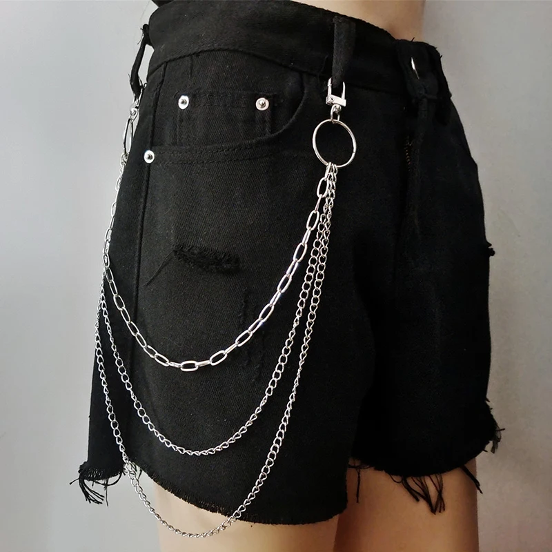 LLavero de pantalones largos de Rock de Metal Vintage para mujer, accesorios de bricolaje, llavero de pantalón Hipster, Clip de anillo, borla