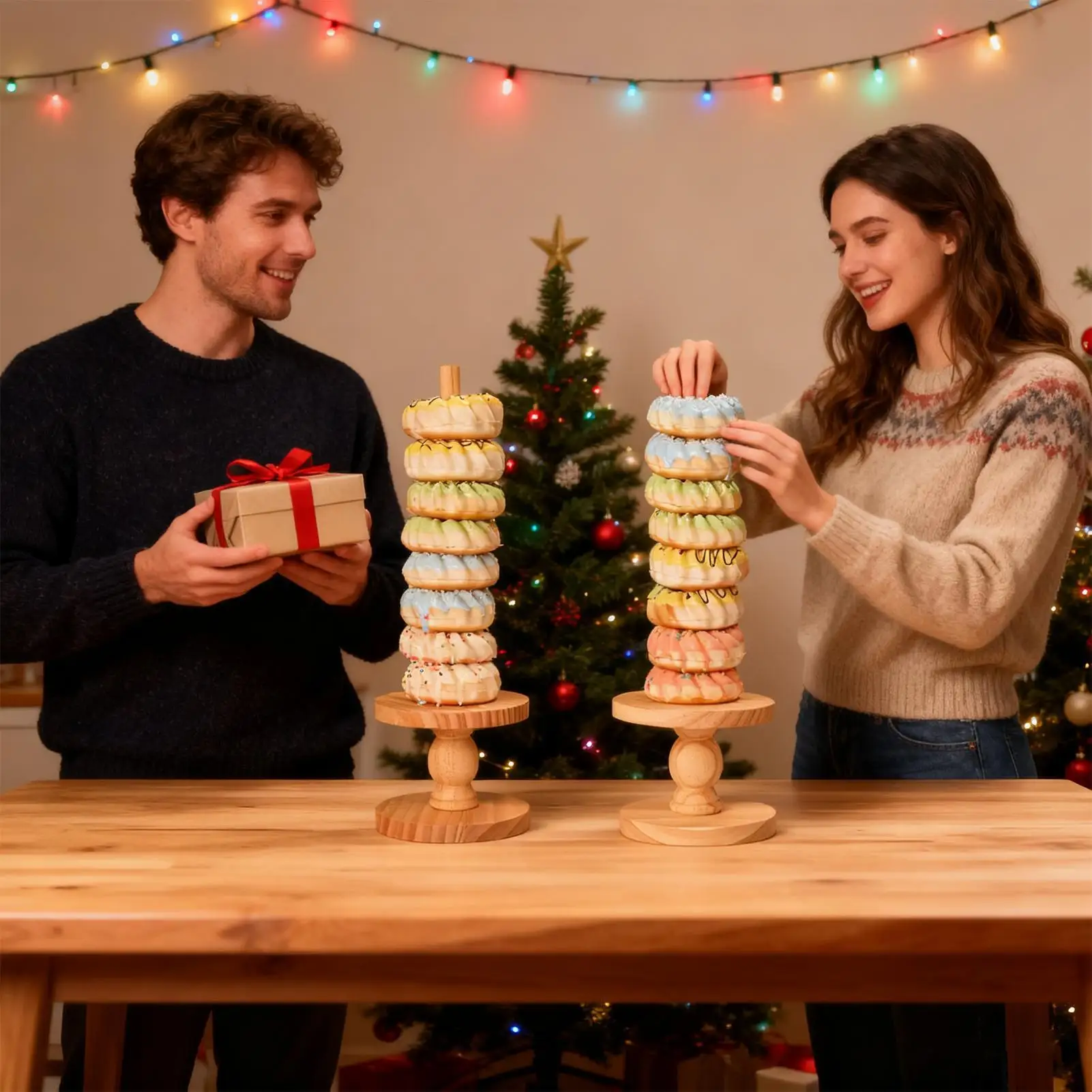 

Donut Stand For Party 4 Pieces Display Rustic Decor Bagel Stand For Party Serving For Dessert Bagel Food Wedding Birthday