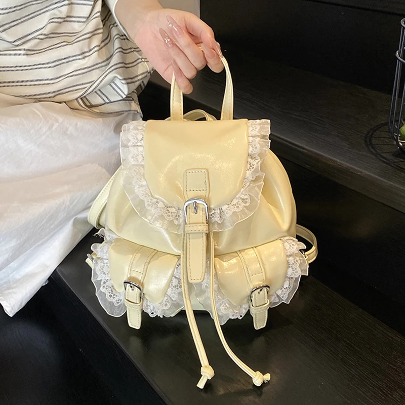

Richme Ballet Style Backpacks Women 2025 Dopamine Fashion Lolita Lace Mochilas Para Mujer Trend Y2K Concise Elegant Bag Female