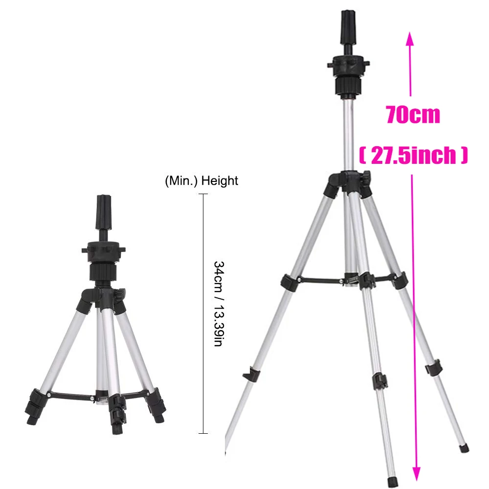 Bald Mannequin Head With Stand Tripod Silver For Mannequin Wigs 70Cm Adjustable Tripod Wig Stand With Mannequin Wig Making Kits image 3