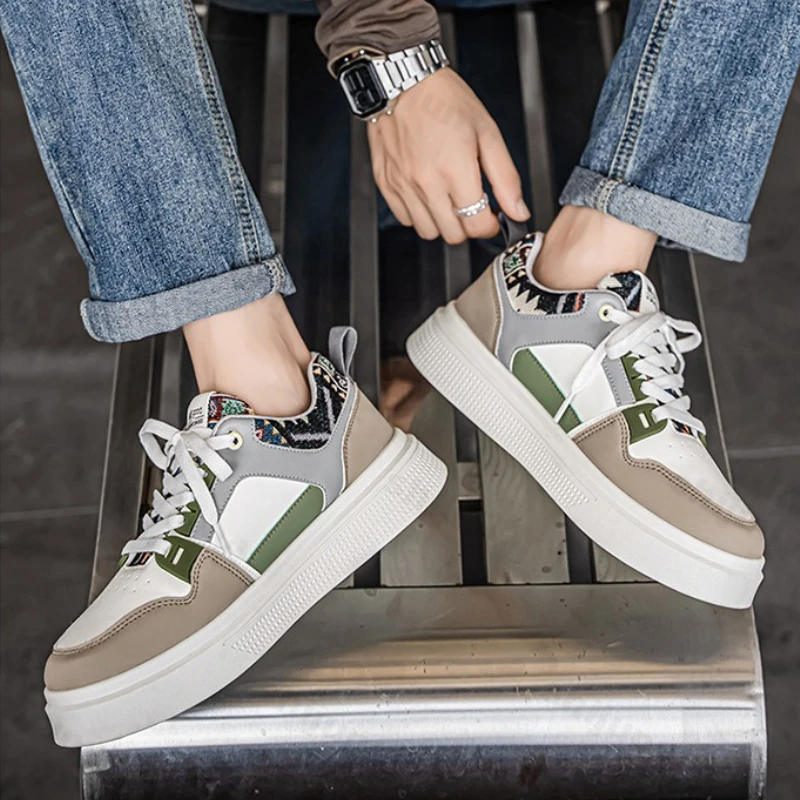 

Дышащая мужская повседневная обувь, весенне-осенние модные удобные кроссовки на плоской подошве со шнуровкой, уличные нескользящие кроссовки на платформе, увеличивающие рост