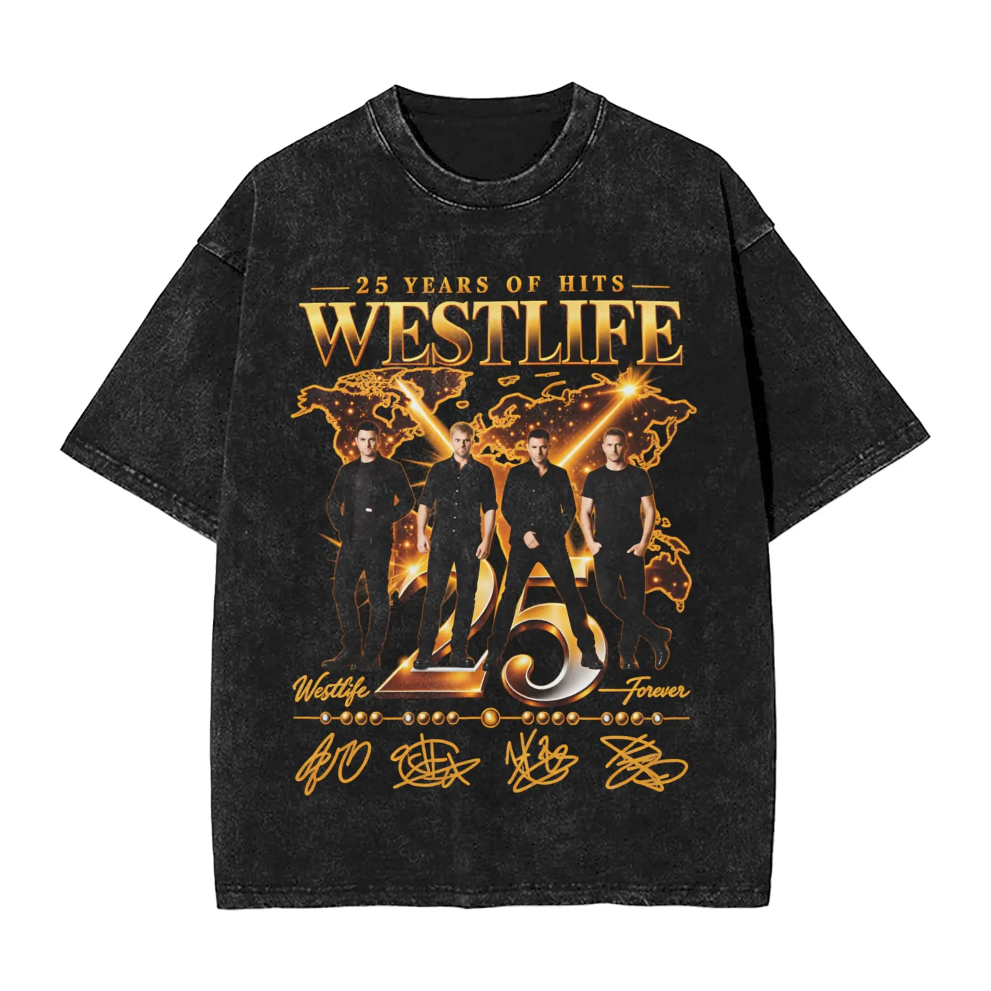 Oversized Washed T Shirt Westlife 25th Anniversary Tour 2026 Cotton T Shirts  Trending T Shirt for Man Summer Y2K Retro Top Tees