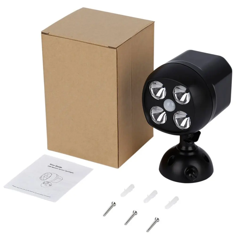 4LED Spotlight LED Motion Sensor Light 600Lumen Weatherproof Ultra Bright Outdoor Light 360 Degree Rotatable Auto Shut-off