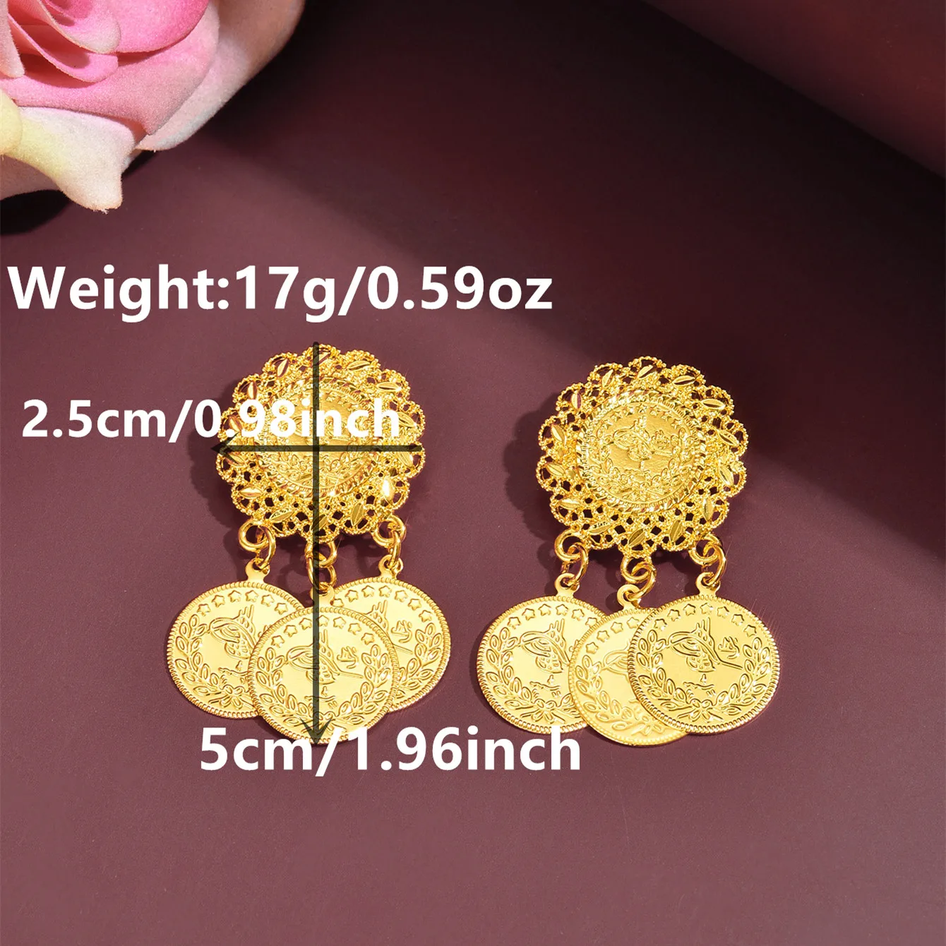 Sparkling Gold Middle Eastern Traditional Coin-Carved Brooches, Versatile High-End Accessory For Sweaters & Daily Wear