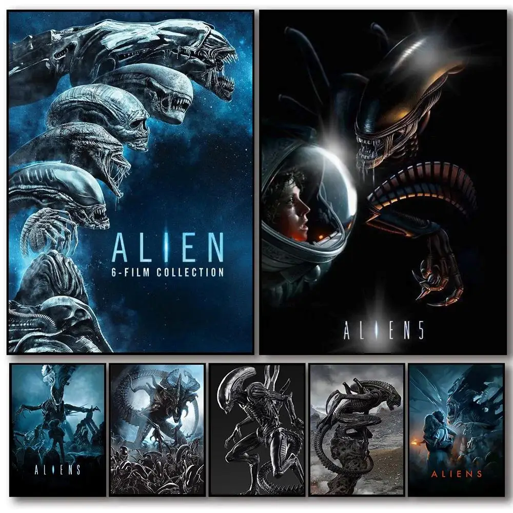 Alien Movie Retro Canvas Print  Abstract SciFi Horror Pop Poster Modern Wall Art for Home Decor