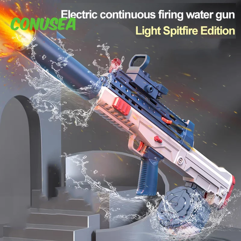 Large Electric Water Gun with Led Lights Watergun High-Pressure Pistol Automatic Water Spray Children\'s Guns Beach Toy for Kids