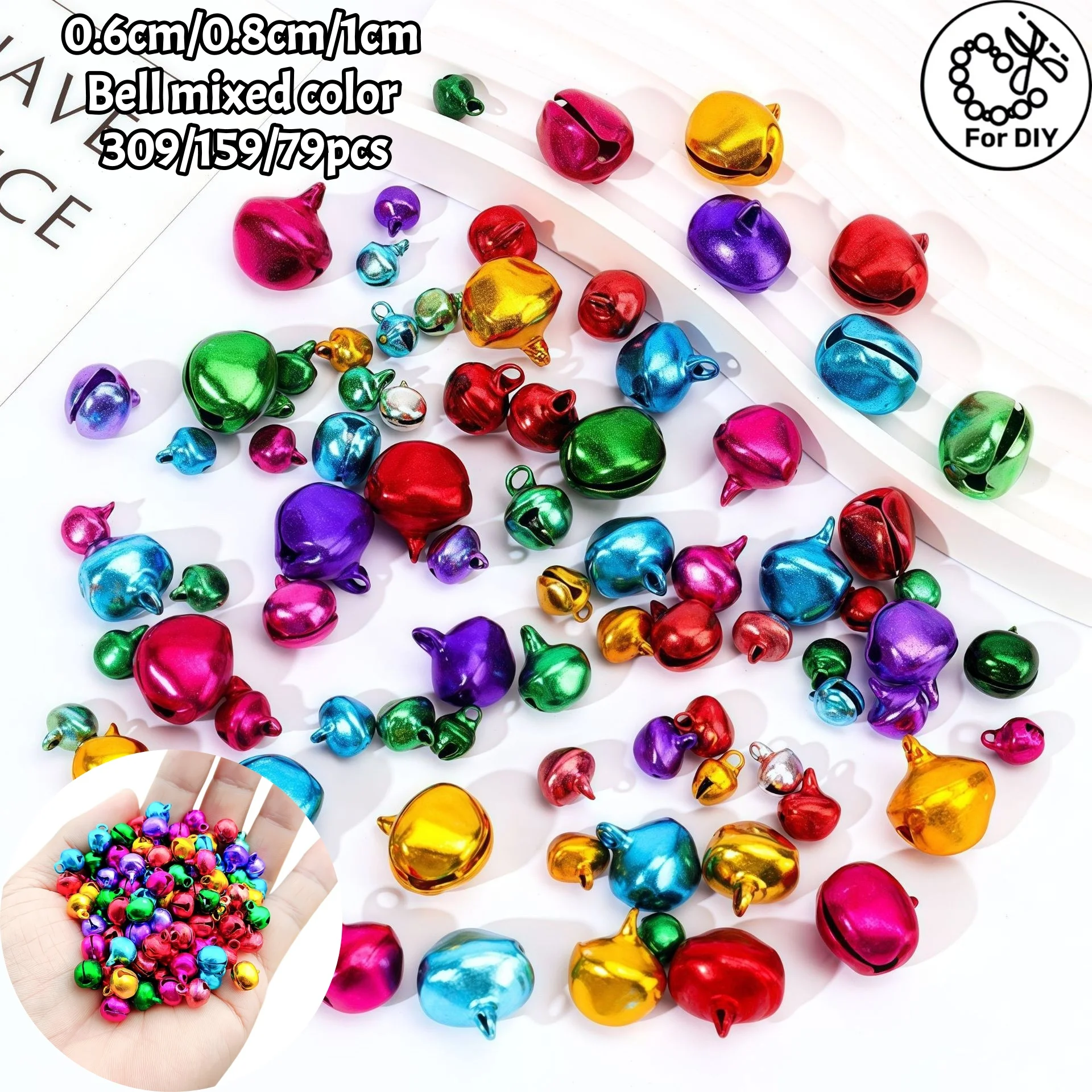0.6/0.8/1cm Bell Mixed Color. Versatile in Size, Perfect for DIY Bracelets, Necklaces, Earrings and Other Accessories