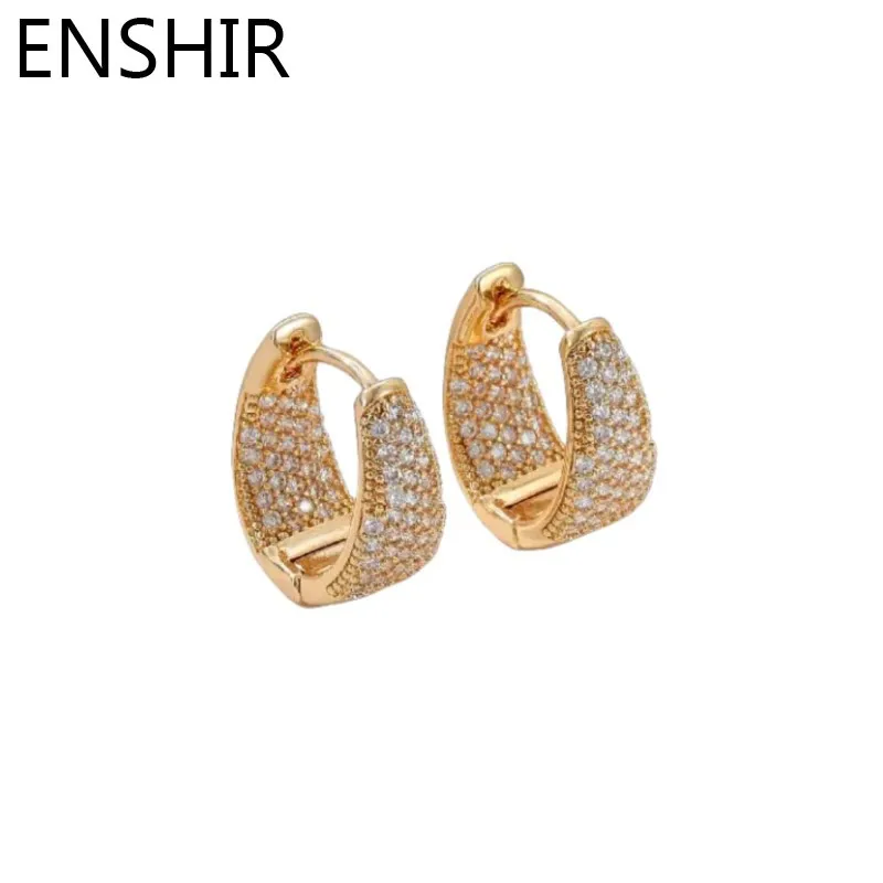 ENSHIR Multi Color Shiny Zircon Hoop Earrings For Women Girls Fashion Exquisite Earrings Christmas Party Jewelry Accessory